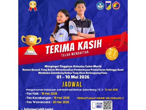 PENDAFTARAN GELOMBANG KE 2 SPMB SMAN OLARAGA PALU T.P 2026/2